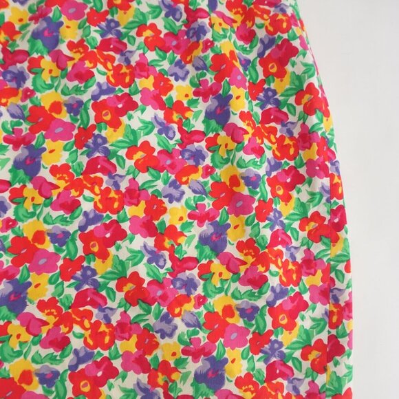 Vintage Braemar By Jeremy Scott Red Pink Floral Midi Pencil Skirt Size 8 - Picture 4 of 9
